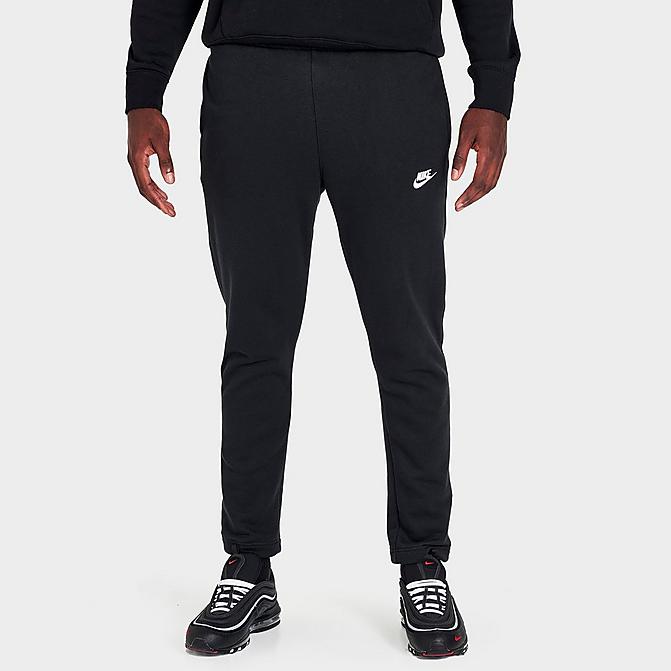 Front view of Men's Nike Sportswear Club Fleece Sweatpants in Black/White Click to zoom