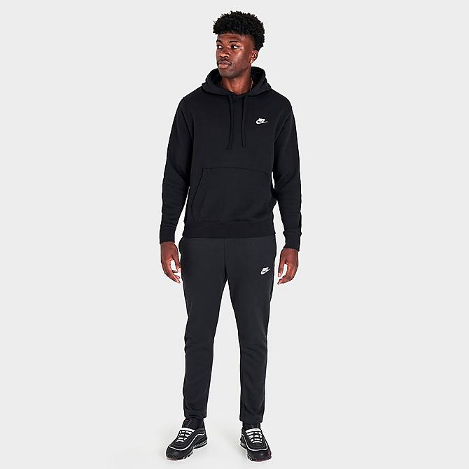 Front Three Quarter view of Men's Nike Sportswear Club Fleece Sweatpants in Black/White Click to zoom