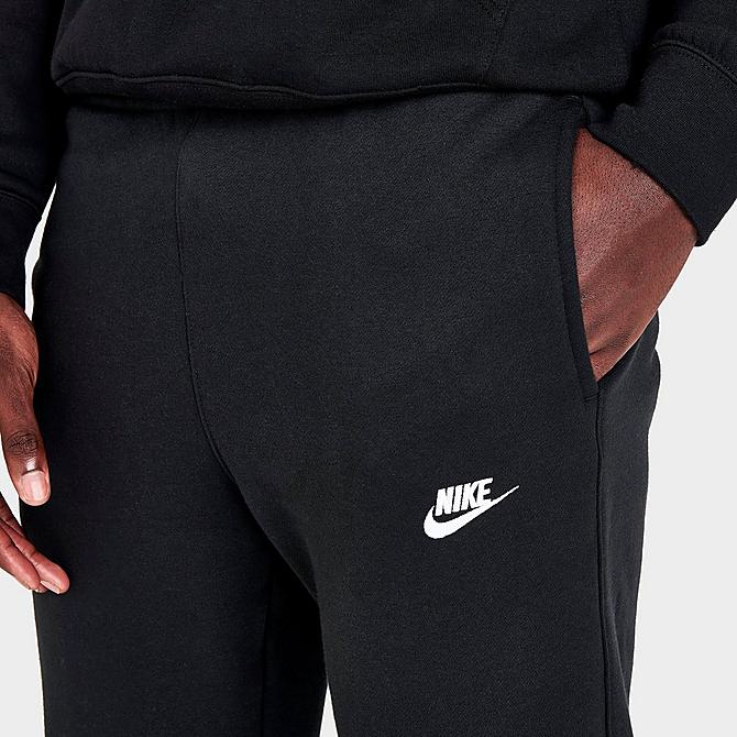 On Model 5 view of Men's Nike Sportswear Club Fleece Sweatpants in Black/White Click to zoom