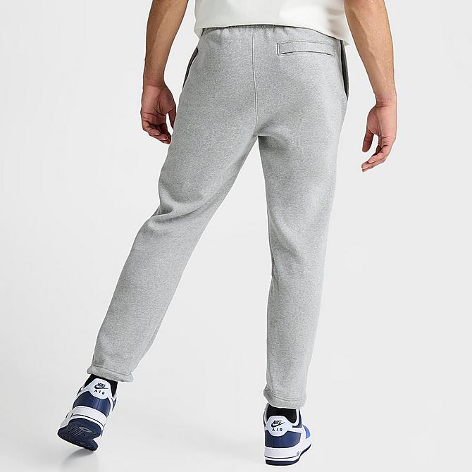 Back Right view of Men's Nike Sportswear Club Fleece Sweatpants in Dark Grey Heather/Matte Silver/White Click to zoom