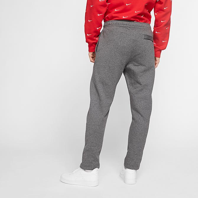 Front Three Quarter view of Men's Nike Sportswear Club Fleece Sweatpants in Charcoal Heather/Anthracite/White Click to zoom