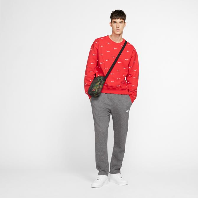 Back Left view of Men's Nike Sportswear Club Fleece Sweatpants in Charcoal Heather/Anthracite/White Click to zoom