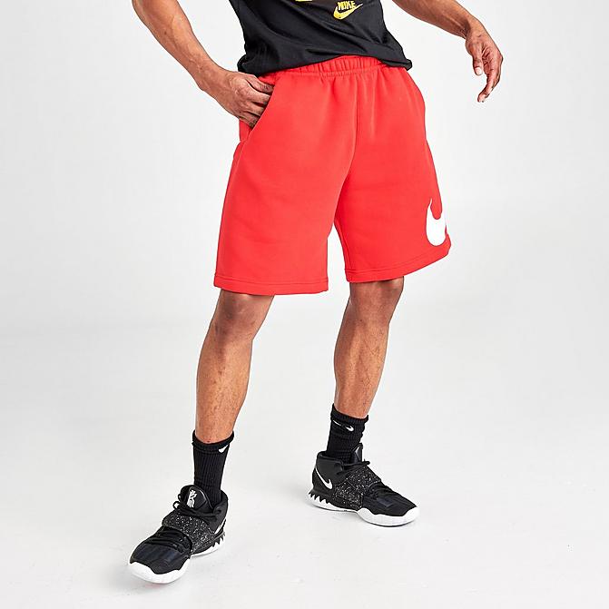 Front view of Men's Nike Sportswear Club Graphic Shorts in University Red/White Click to zoom