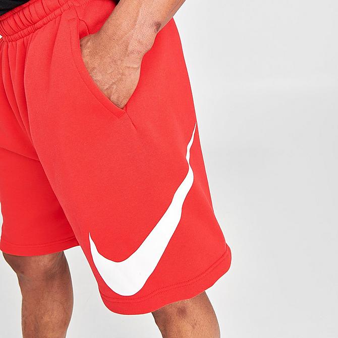 On Model 5 view of Men's Nike Sportswear Club Graphic Shorts in University Red/White Click to zoom
