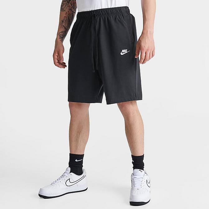 Front view of Men's Nike Sportswear Club Fleece Shorts in Black/White Click to zoom
