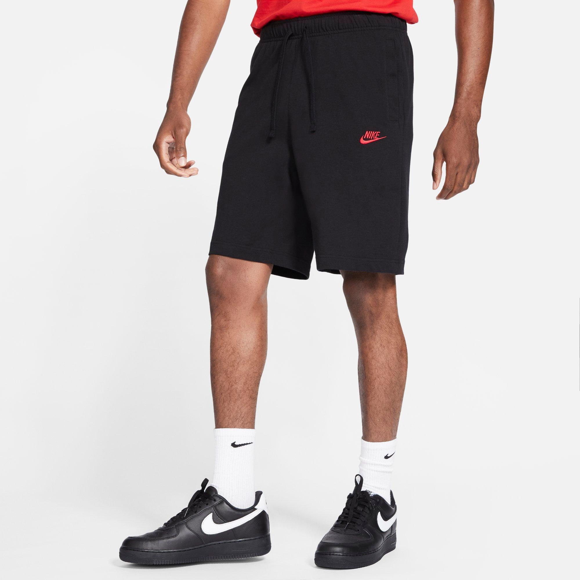 mens red nike fleece shorts