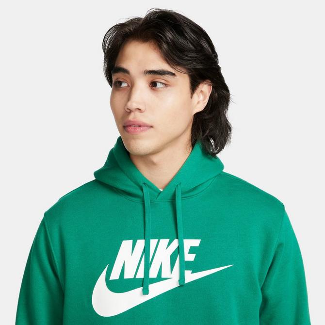 [angle] view of Nike Sportswear Club Fleece Hoodie in Malachite/Malachite/White Click to zoom