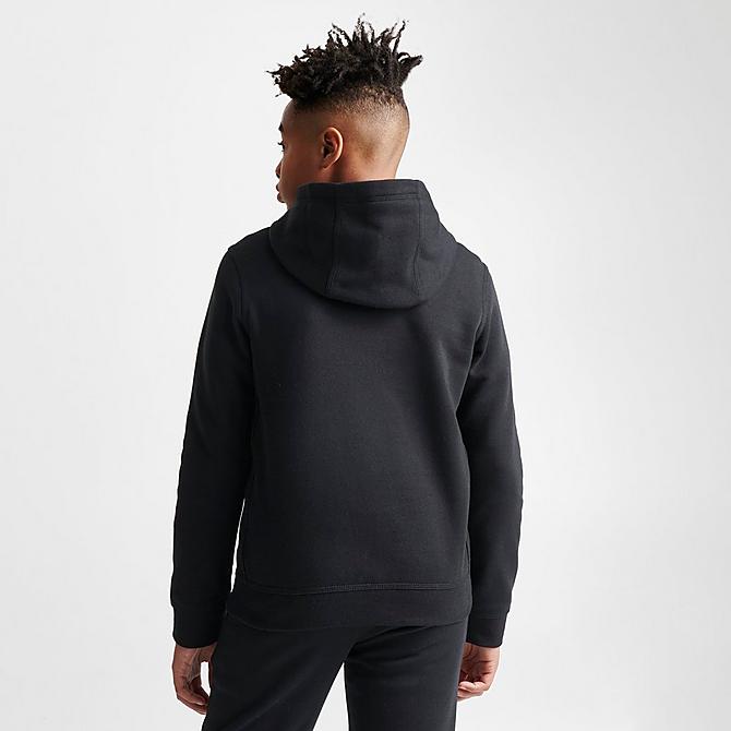 Back Right view of Boys' Nike Sportswear Club Fleece Pullover Hoodie in Black Click to zoom