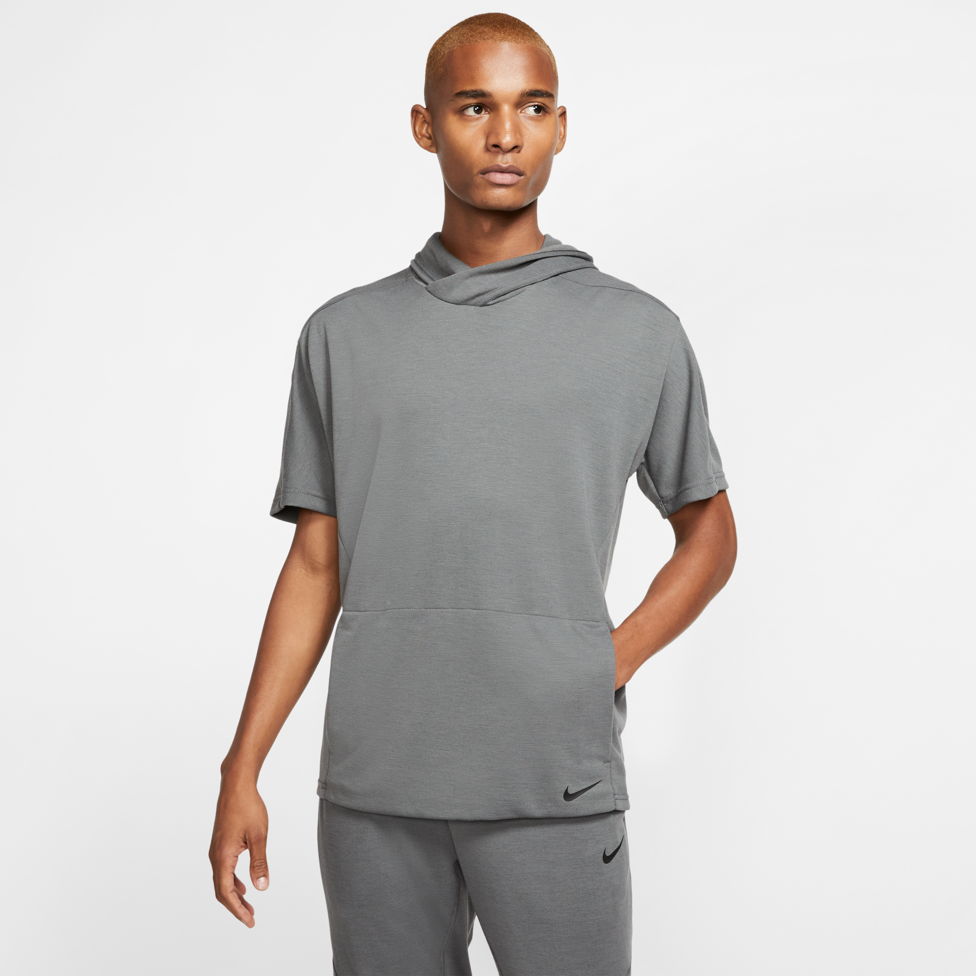 nike yoga dri fit hoodie short sleeve