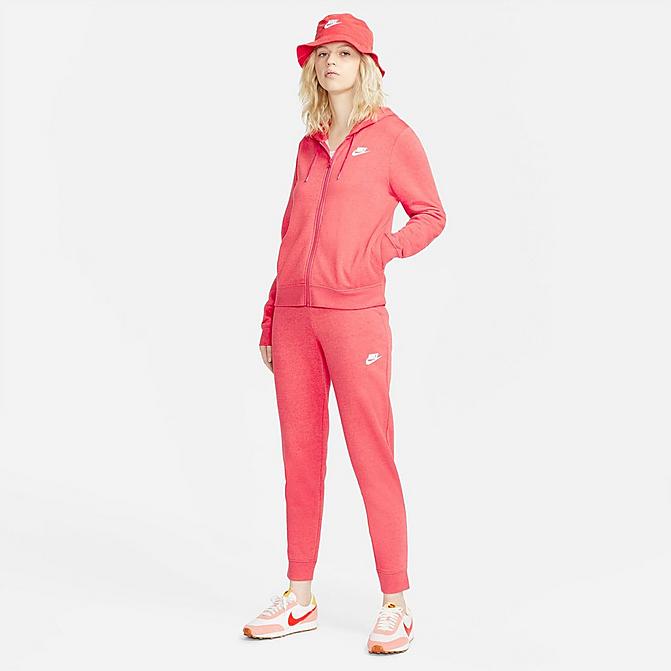 Front view of Women's Nike Sportswear Fleece Jogger Pants in Gypsy Rose/Heather/White Click to zoom