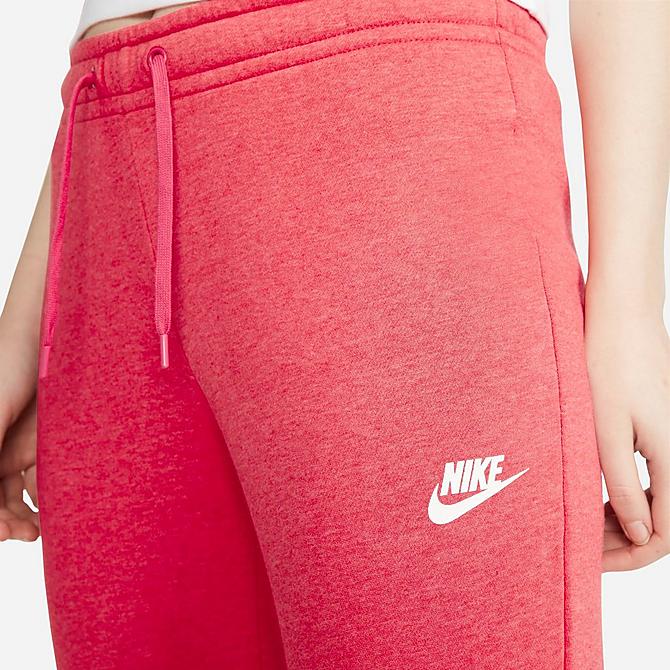 Back Right view of Women's Nike Sportswear Fleece Jogger Pants in Gypsy Rose/Heather/White Click to zoom