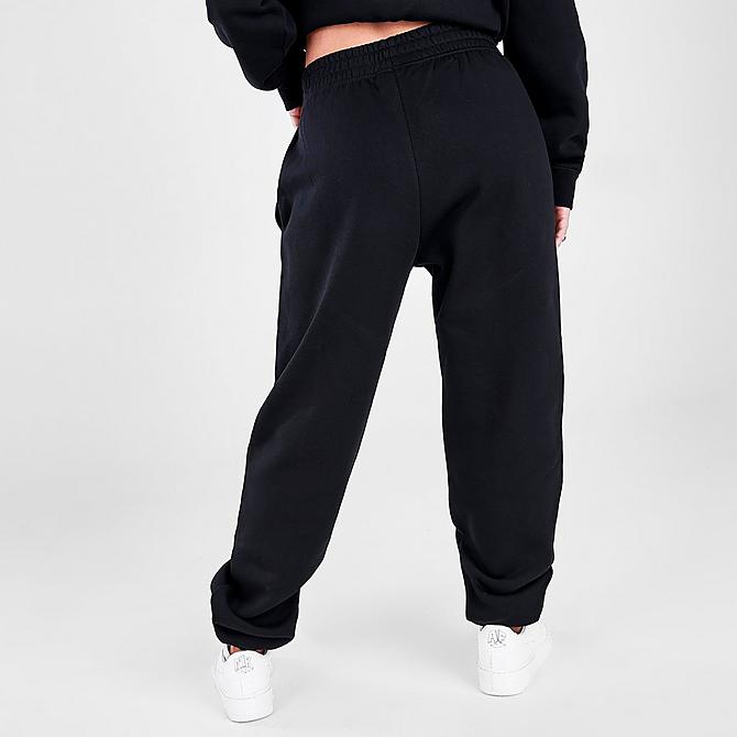Back Right view of Women's Nike Sportswear Essential Fleece Jogger Pants in Black/White Click to zoom