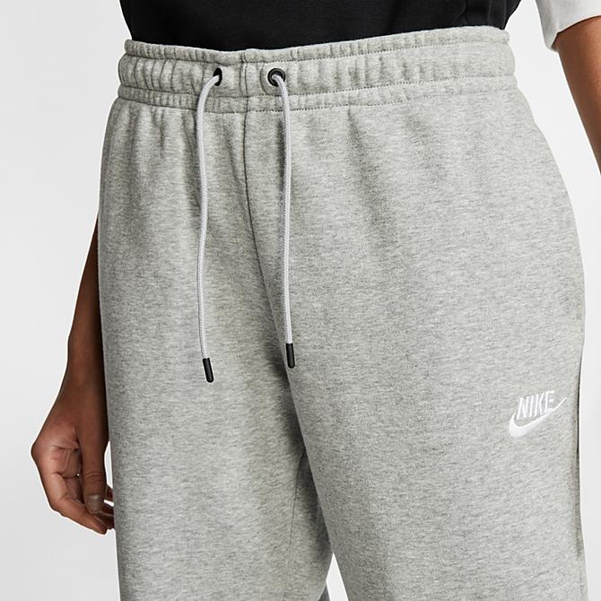 Back Right view of Women's Nike Sportswear Essential Lightweight Fleece Jogger Pants in Dark Grey Heather/White Click to zoom