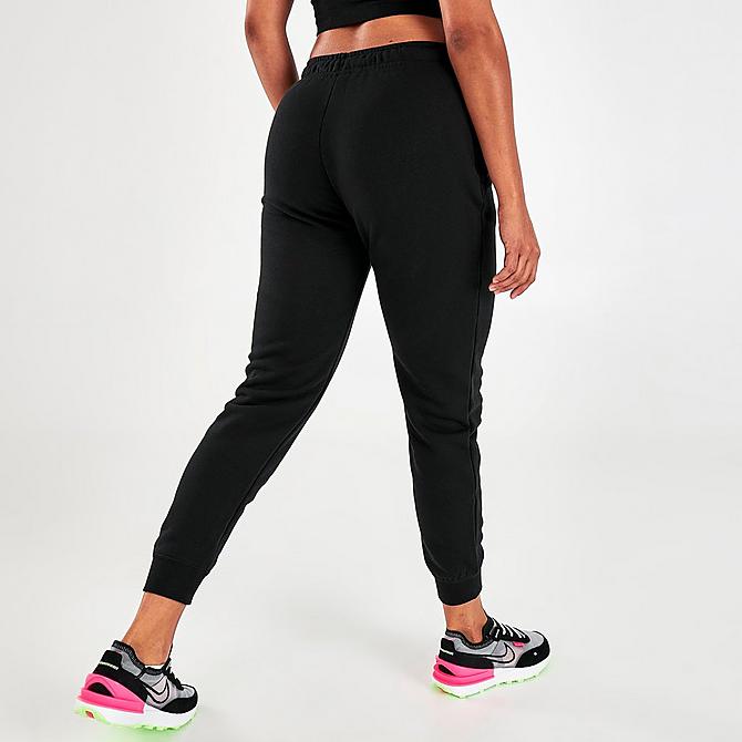 Back Right view of Women's Nike Sportswear Essential Jogger Pants in Black/White Click to zoom