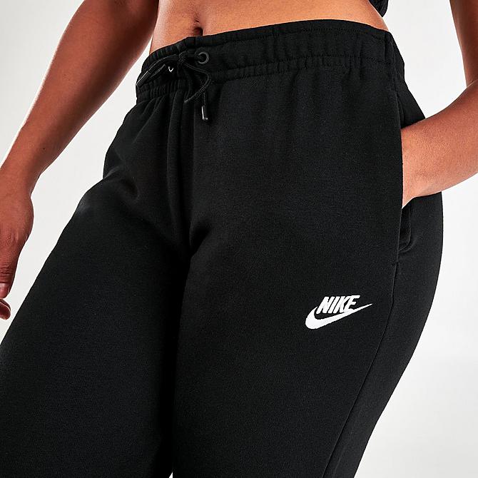 On Model 6 view of Women's Nike Sportswear Essential Jogger Pants in Black/White Click to zoom