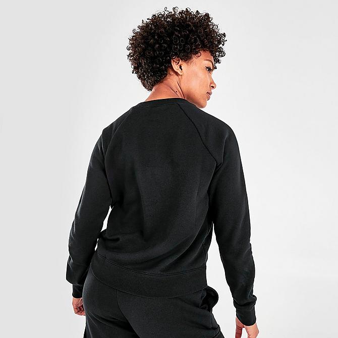 Back Right view of Women's Nike Sportswear Essential Fleece Crewneck Sweatshirt in Black/White Click to zoom