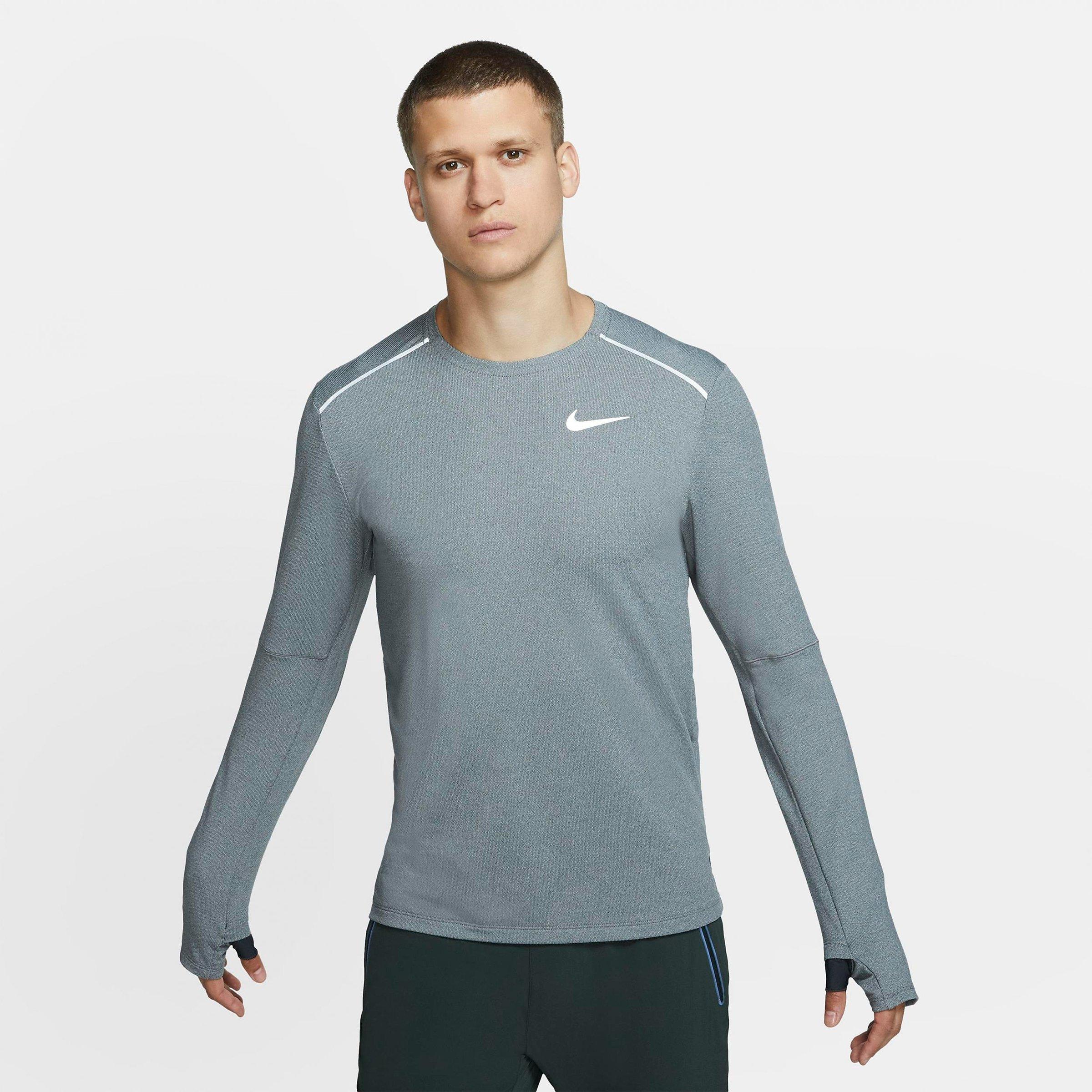 nike men's element crew running long sleeve tee