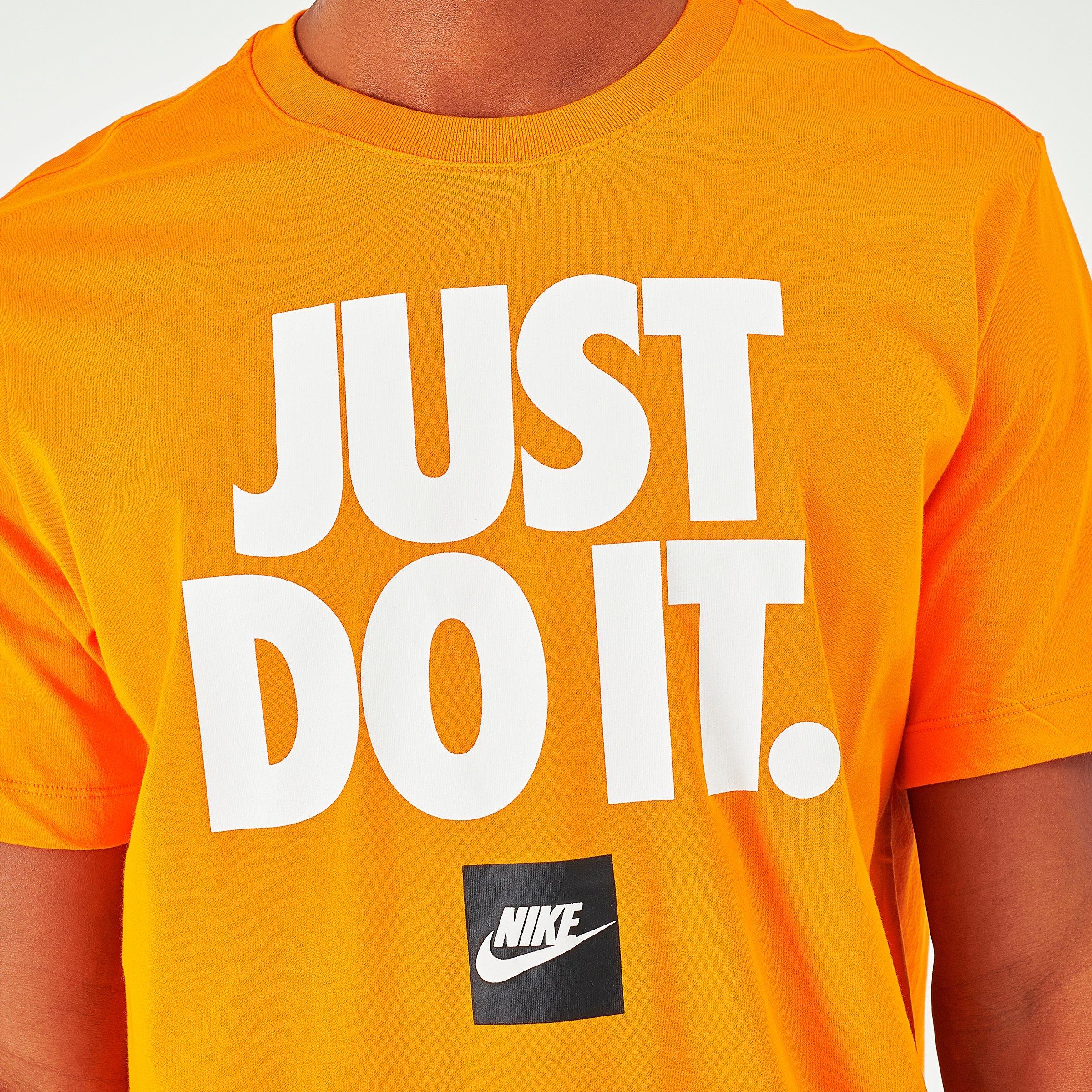 orange nike shirt just do it