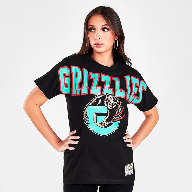 Front view of Women's Mitchell & Ness Vancouver Grizzlies NBA Logo T-Shirt in Black Click to zoom