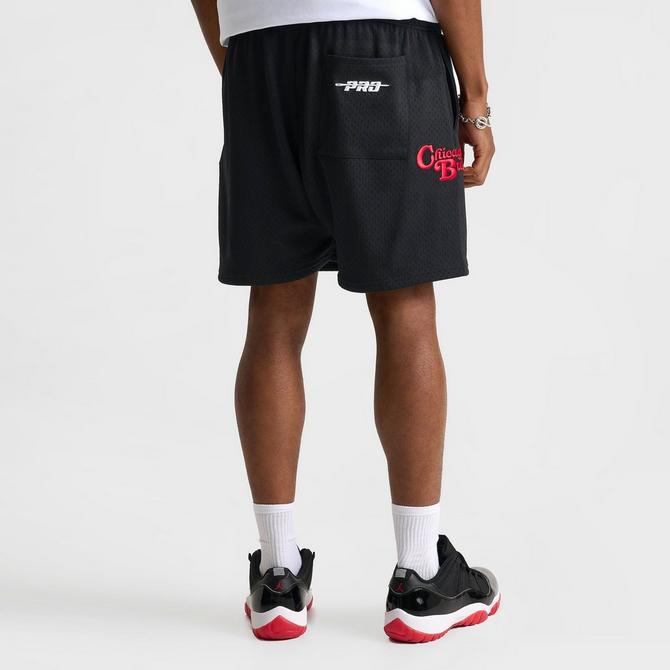 [angle] view of Men's Pro Standard Chicago Bulls NBA Souvenir Mesh Shorts in Black/Red Click to zoom