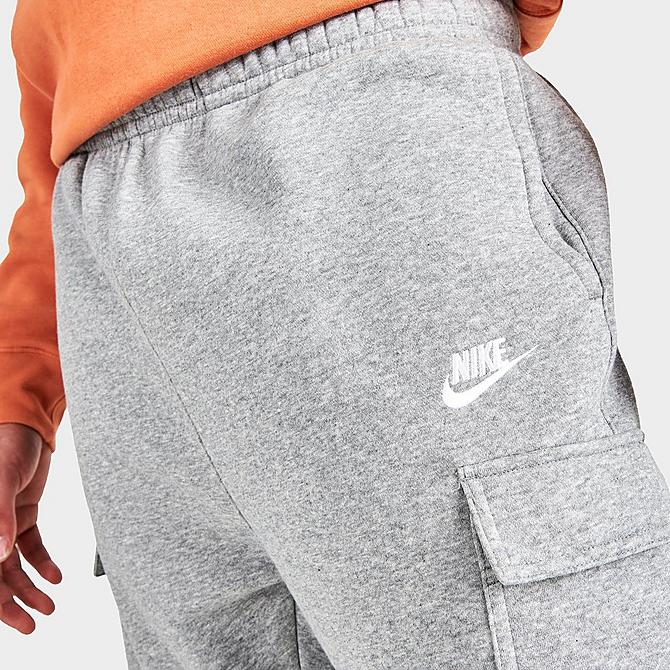 On Model 5 view of Men's Nike Sportswear Club Fleece Cargo Jogger Pants in Dark Grey Click to zoom