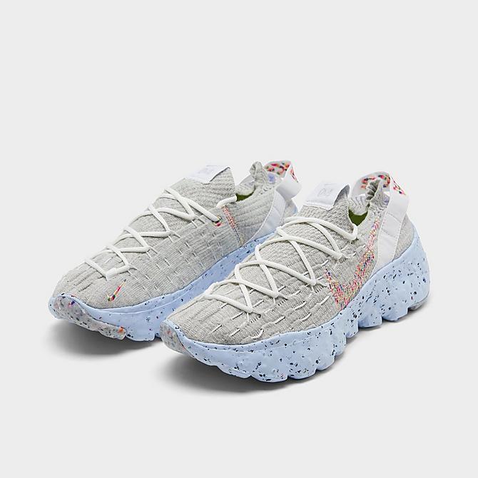 Three Quarter view of Women's Nike Space Hippie 04 Casual Shoes in Summit White/Multi-Color/Photon Dust Click to zoom