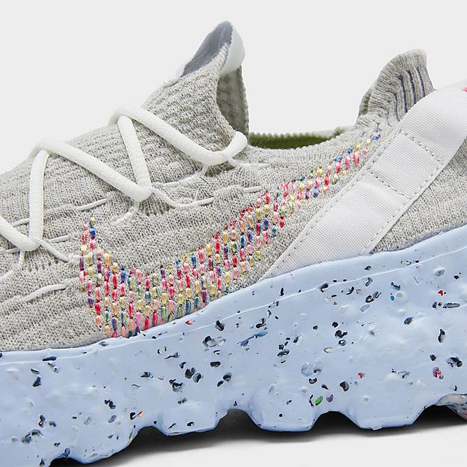 Front view of Women's Nike Space Hippie 04 Casual Shoes in Summit White/Multi-Color/Photon Dust Click to zoom