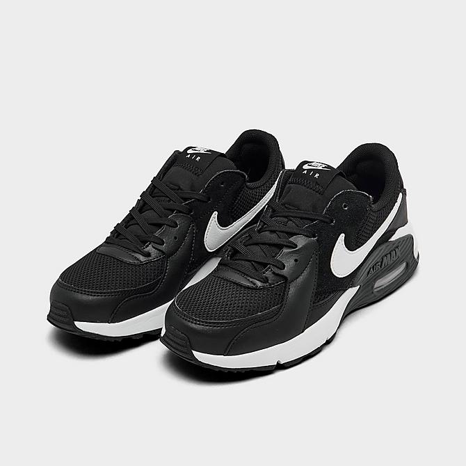Three Quarter view of Women's Nike Air Max Excee Casual Shoes in Black/Dark Grey/White Click to zoom