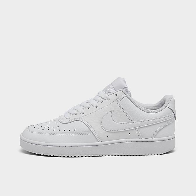 Right view of Women's Nike Court Vision Low Casual Shoes in White/White/White Click to zoom