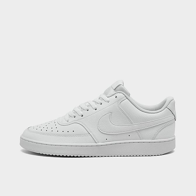 Right view of Men's Nike Court Vision Low Casual Shoes in Triple White Click to zoom