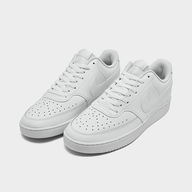Three Quarter view of Men's Nike Court Vision Low Casual Shoes in Triple White Click to zoom