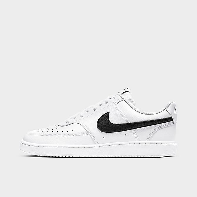 Right view of Men's Nike Court Vision Low Casual Shoes in White/Black/White Click to zoom