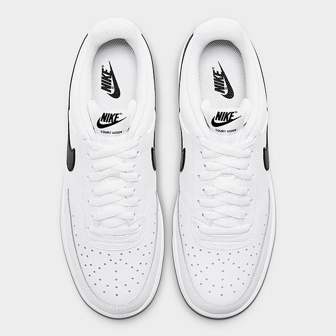Back view of Men's Nike Court Vision Low Casual Shoes in White/Black/White Click to zoom