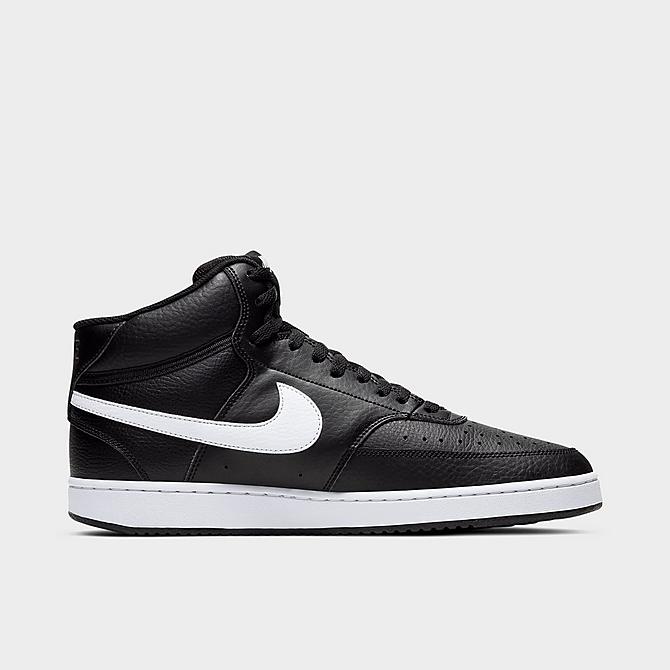 Front view of Men's Nike Court Vision Mid Casual Shoes in Black/White Click to zoom