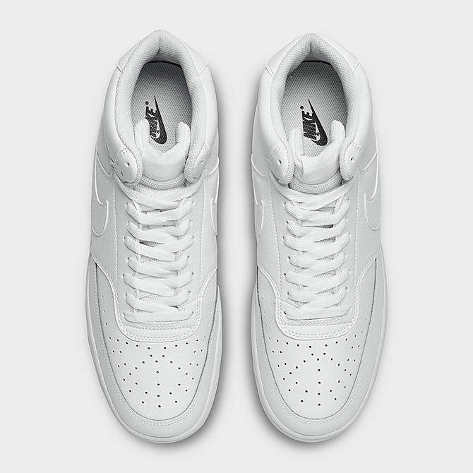 Back view of Men's Nike Court Vision Mid Casual Shoes in White/White/White Click to zoom