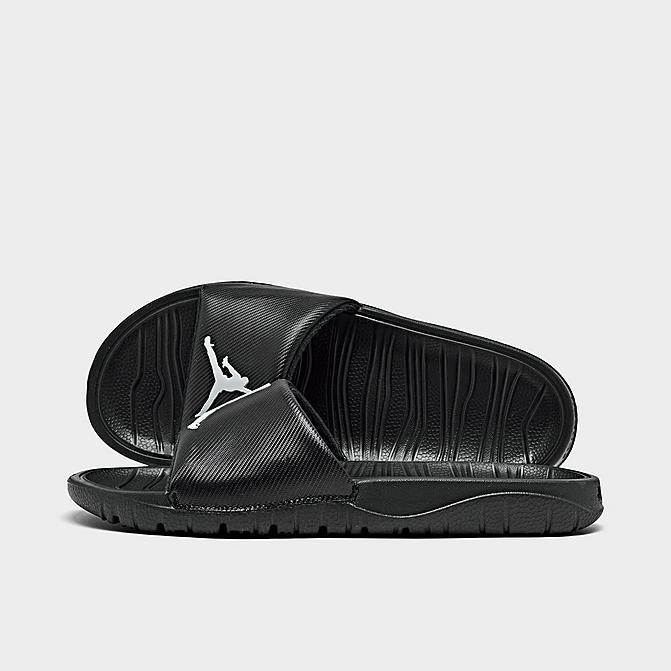Right view of Boys' Big Kids' Jordan Break Slide Sandals in Black/White Click to zoom