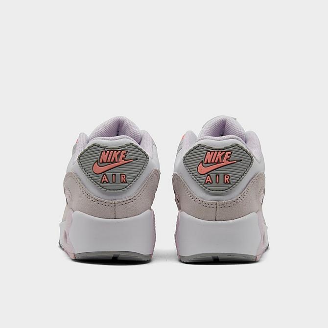 Left view of Girls' Big Kids' Nike Air Max 90 Casual Shoes in White/Metallic Platinum-Platinum Tint Click to zoom