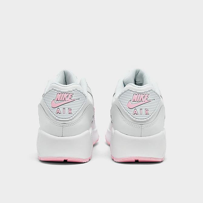 Left view of Girls' Big Kids' Nike Air Max 90 Casual Shoes in White/White/White/Pink Foam Click to zoom