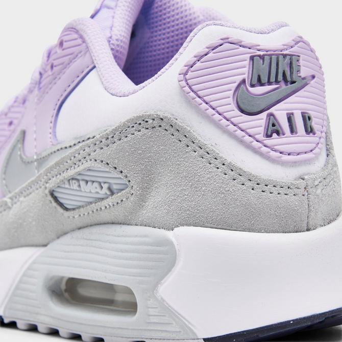 Kids' Nike Air Max 90 LTR Shoes, 6.5, White/White/White/Pink Foam