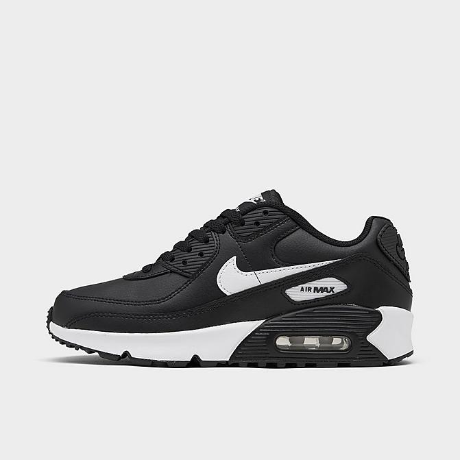 Right view of Big Kids' Nike Air Max 90 Casual Shoes in Black/Black/Black/White Click to zoom