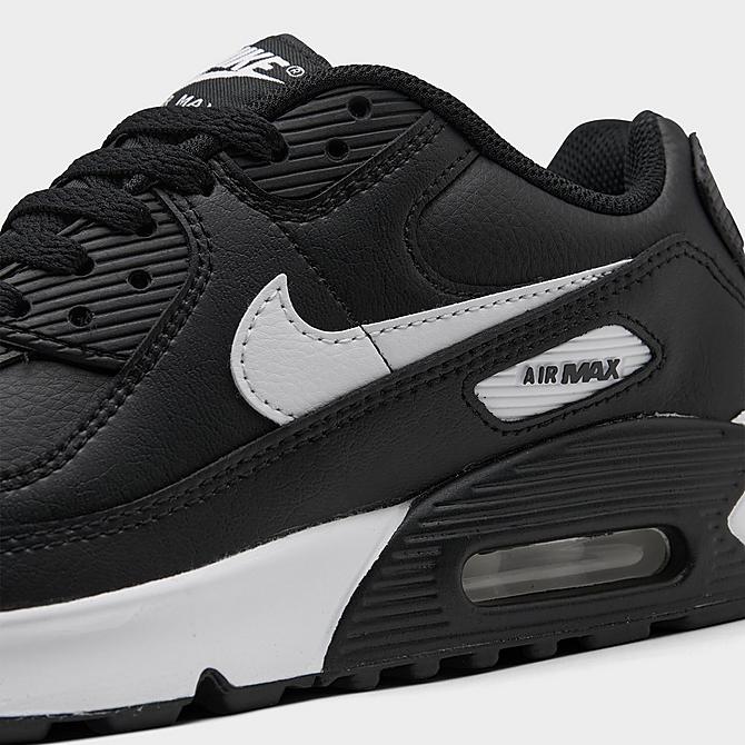 Front view of Big Kids' Nike Air Max 90 Casual Shoes in Black/Black/Black/White Click to zoom