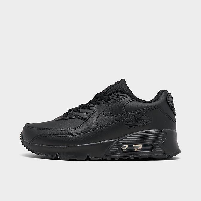 Right view of Little Kids' Nike Air Max 90 Casual Shoes in Black/Black/White/Black Click to zoom