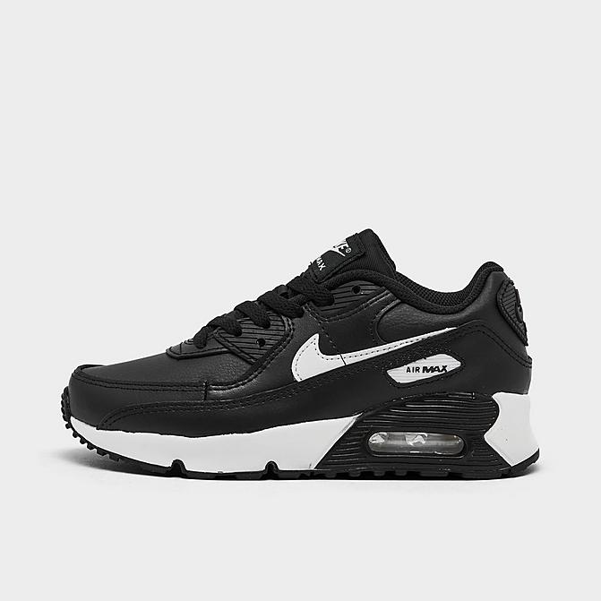 Right view of Little Kids' Nike Air Max 90 Casual Shoes in Black/White-Black Click to zoom