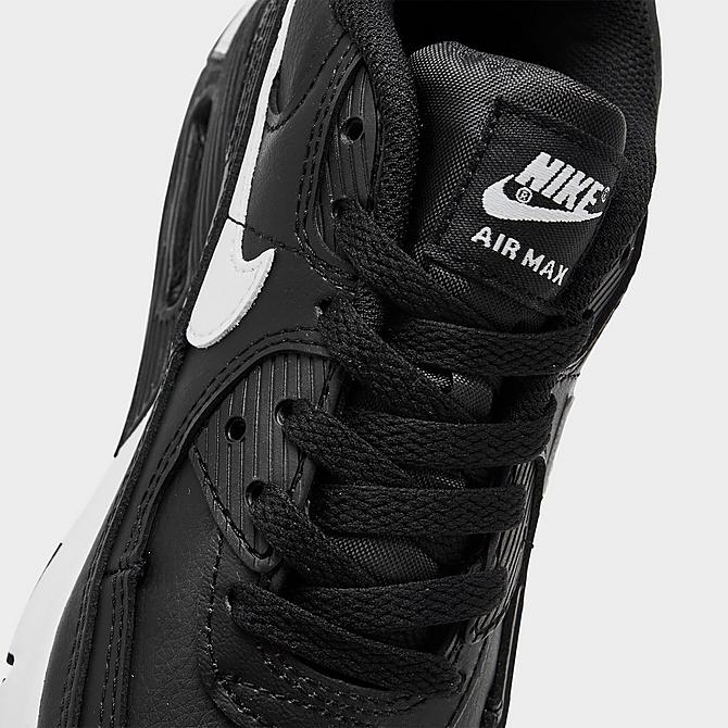 Front view of Little Kids' Nike Air Max 90 Casual Shoes in Black/White-Black Click to zoom