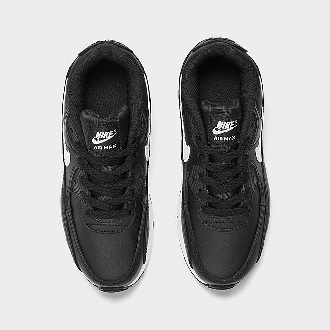 Back view of Little Kids' Nike Air Max 90 Casual Shoes in Black/White-Black Click to zoom