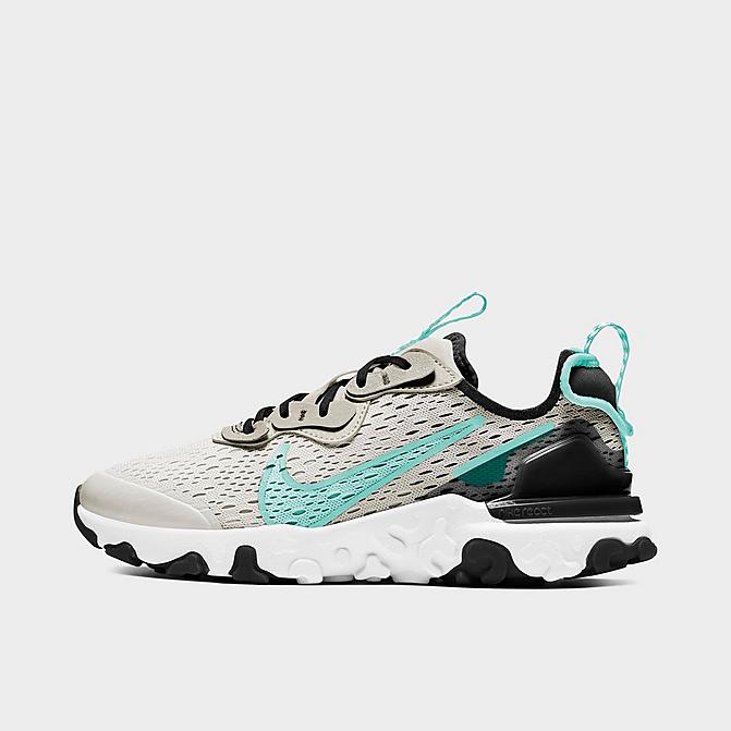 Right view of Boys' Big Kids' Nike React Vision Running Shoes in Light Bone/Tropical Twist-Black-White Click to zoom