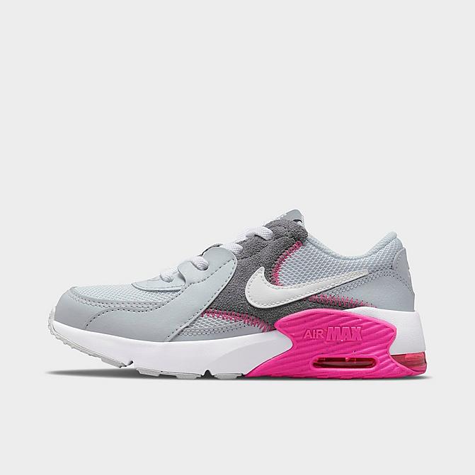 Right view of Girls' Little Kids' Nike Air Max Excee Casual Shoes in Pure Platinum/White/Pink Prime/Smoke Grey Click to zoom