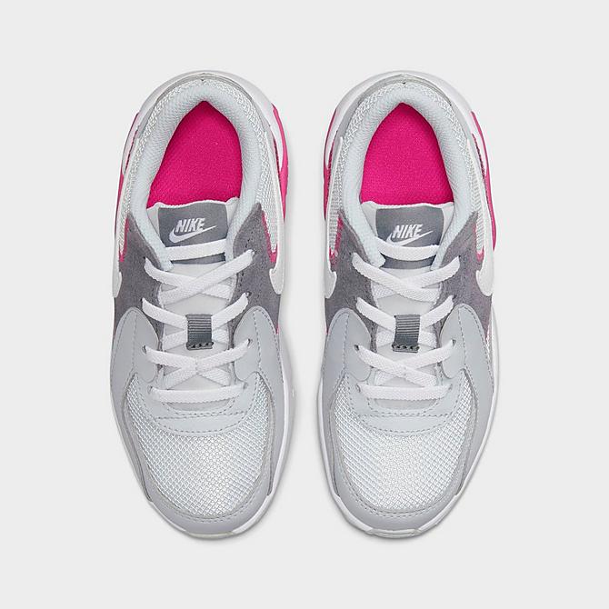 Back view of Girls' Little Kids' Nike Air Max Excee Casual Shoes in Pure Platinum/White/Pink Prime/Smoke Grey Click to zoom