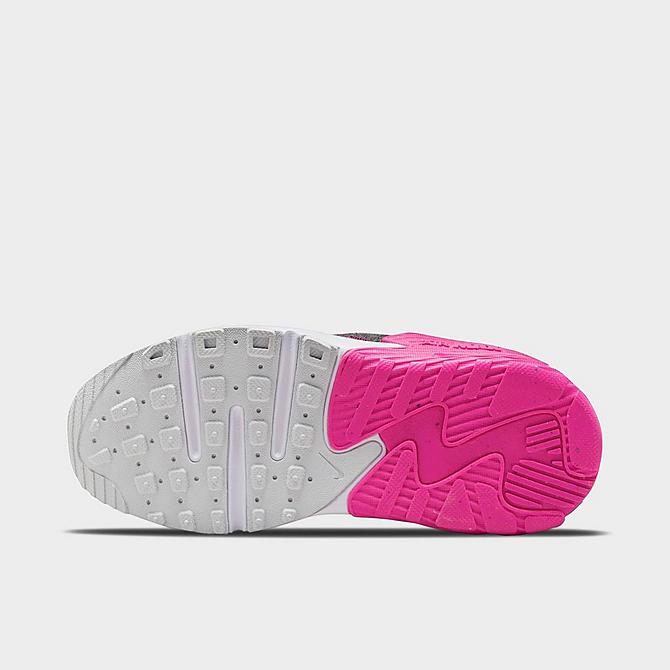 Bottom view of Girls' Little Kids' Nike Air Max Excee Casual Shoes in Pure Platinum/White/Pink Prime/Smoke Grey Click to zoom