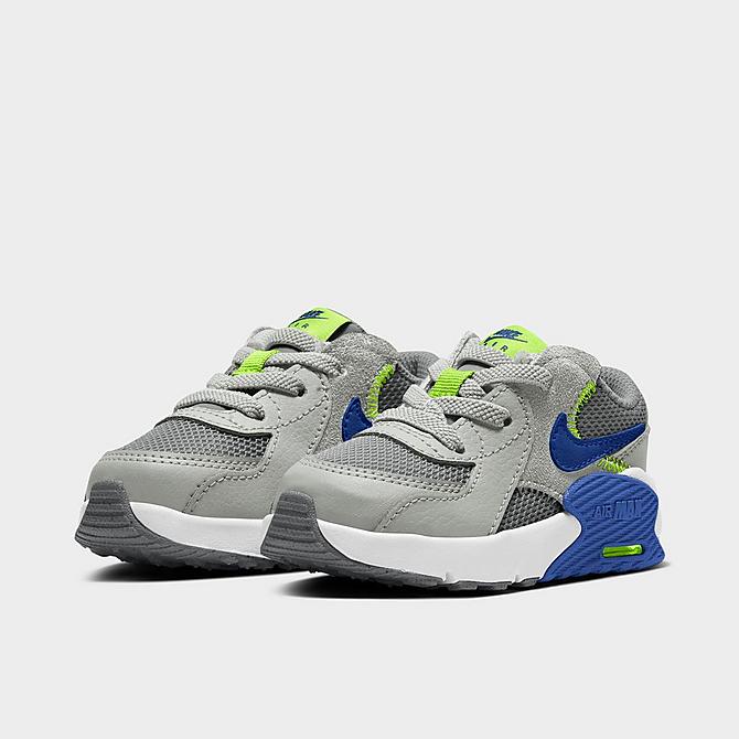 [angle] view of Boys' Toddler Nike Air Max Excee Casual Shoes in Iron Grey/Grey Royal-Grey Fog-Volt Click to zoom